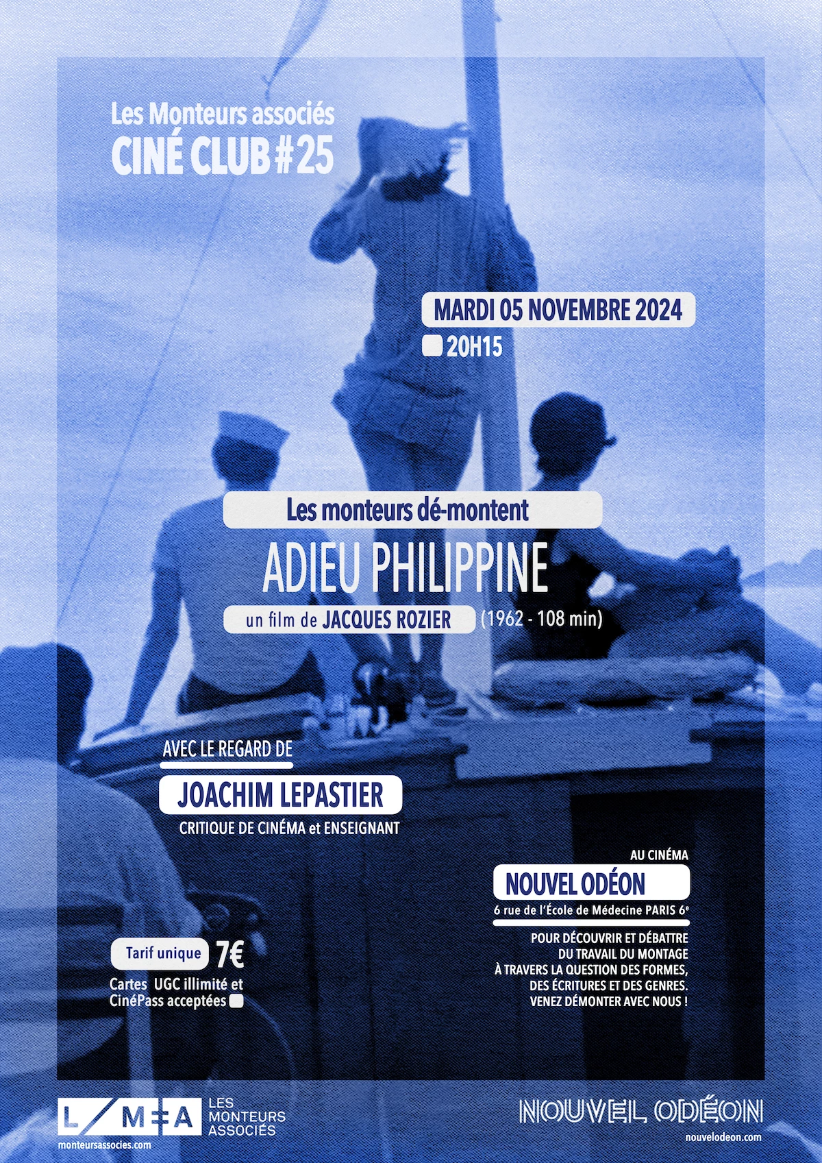 Cin&eacute;-club #25 : &laquo;&nbsp;Adieu Philippine&nbsp;&raquo; de Jacques Rozier (Les Monteuses et monteurs associ&eacute;s)