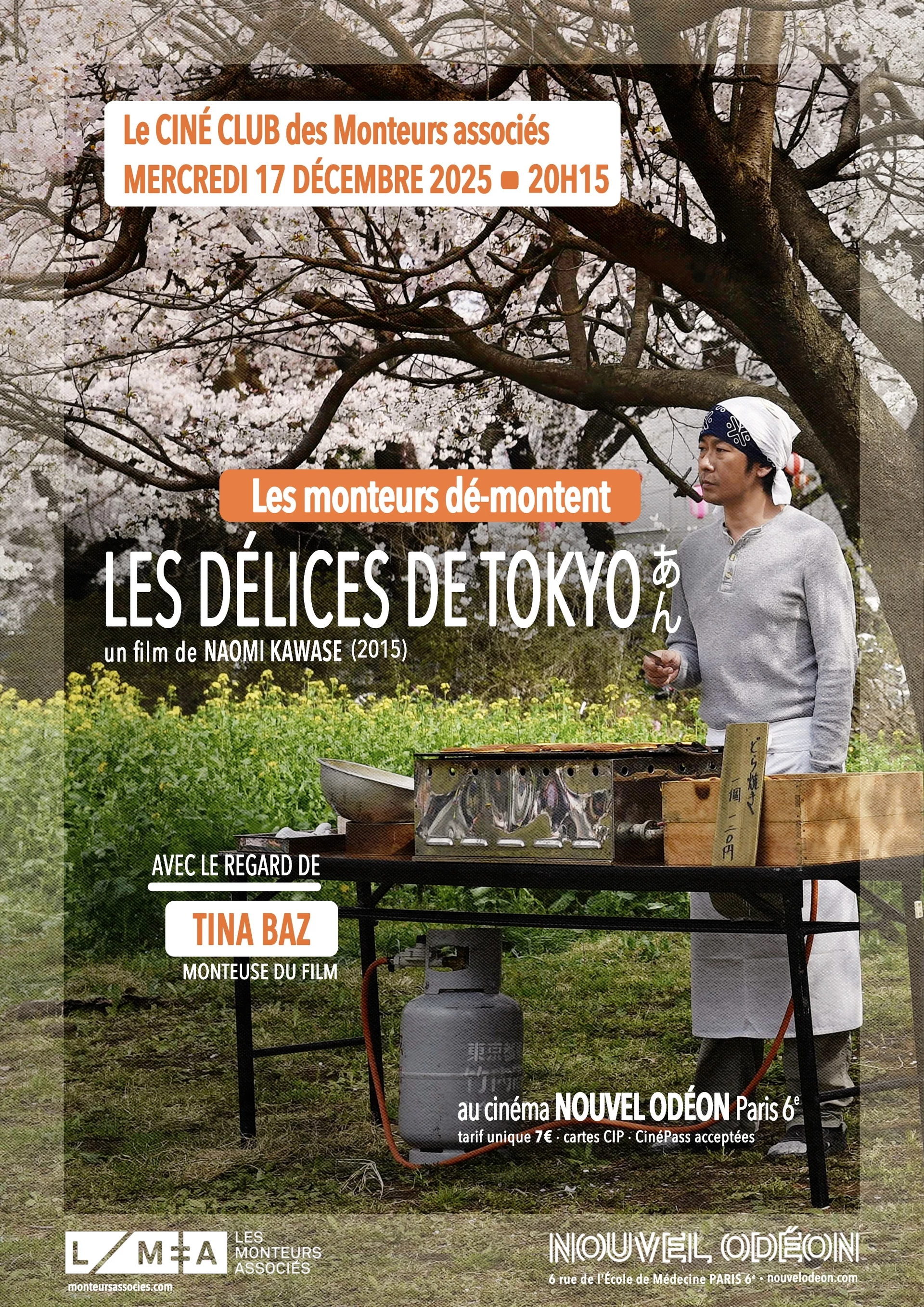 Cin&eacute;-club #30 : &laquo;&nbsp;Les D&eacute;lices de Tokyo&nbsp;&raquo; de Naomi Kawase (Les Monteuses et monteurs associ&eacute;s)